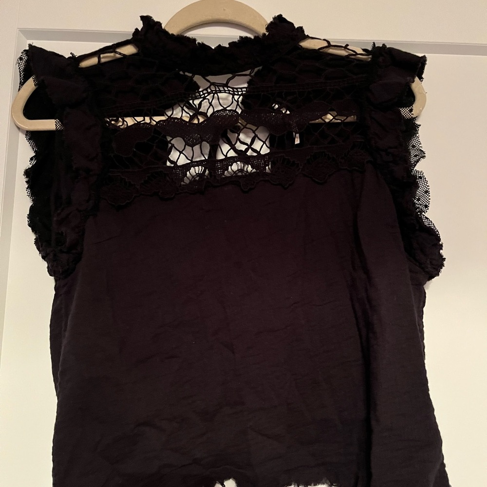 FREE PEOPLE Black Lace Top